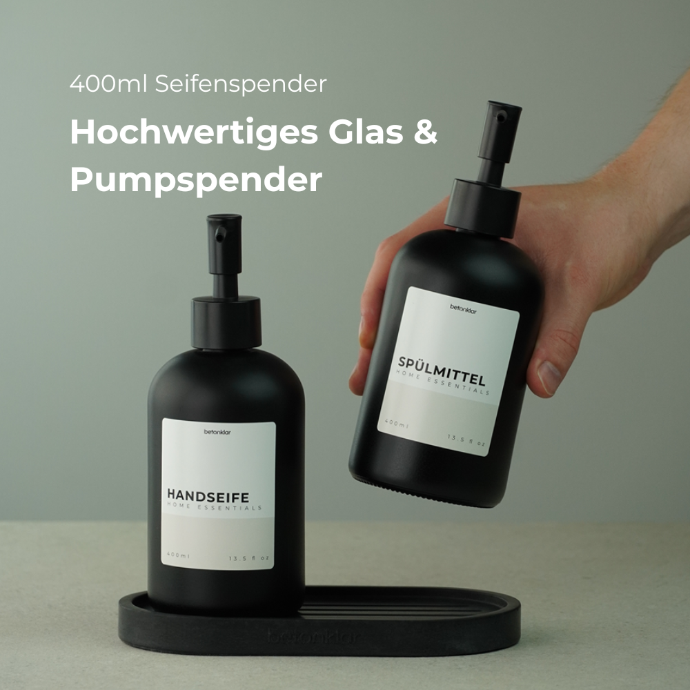 Seifenspenderset mit Dekotablett 'Ina' (3-teilig)